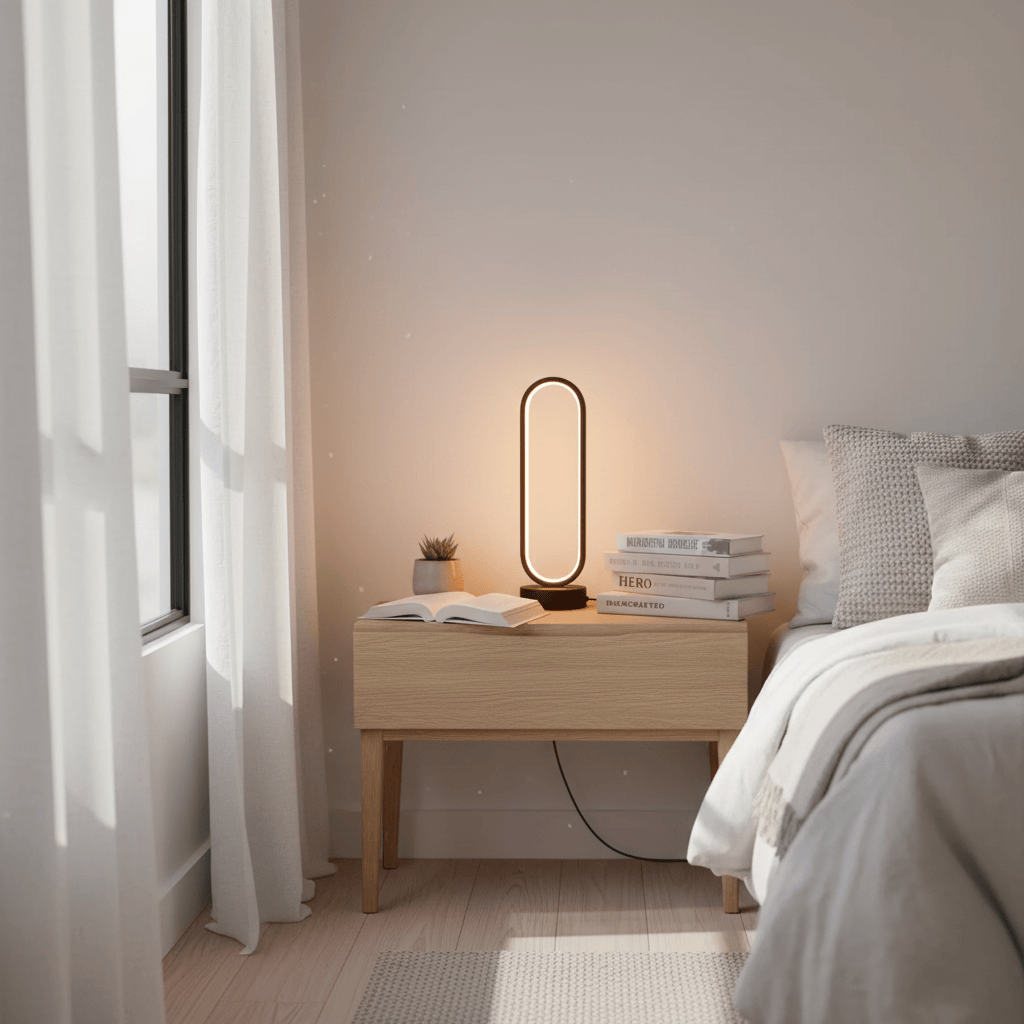 Lampe de Chevet Anneau LED Noir USB 2 Températures black / three-colour