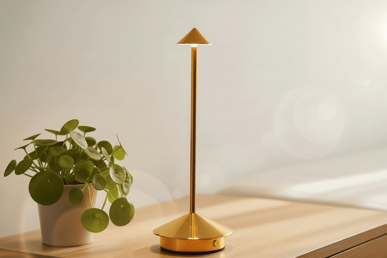Lampe de Chevet Cône LED Tactile Rechargeable 3 CCT Golden