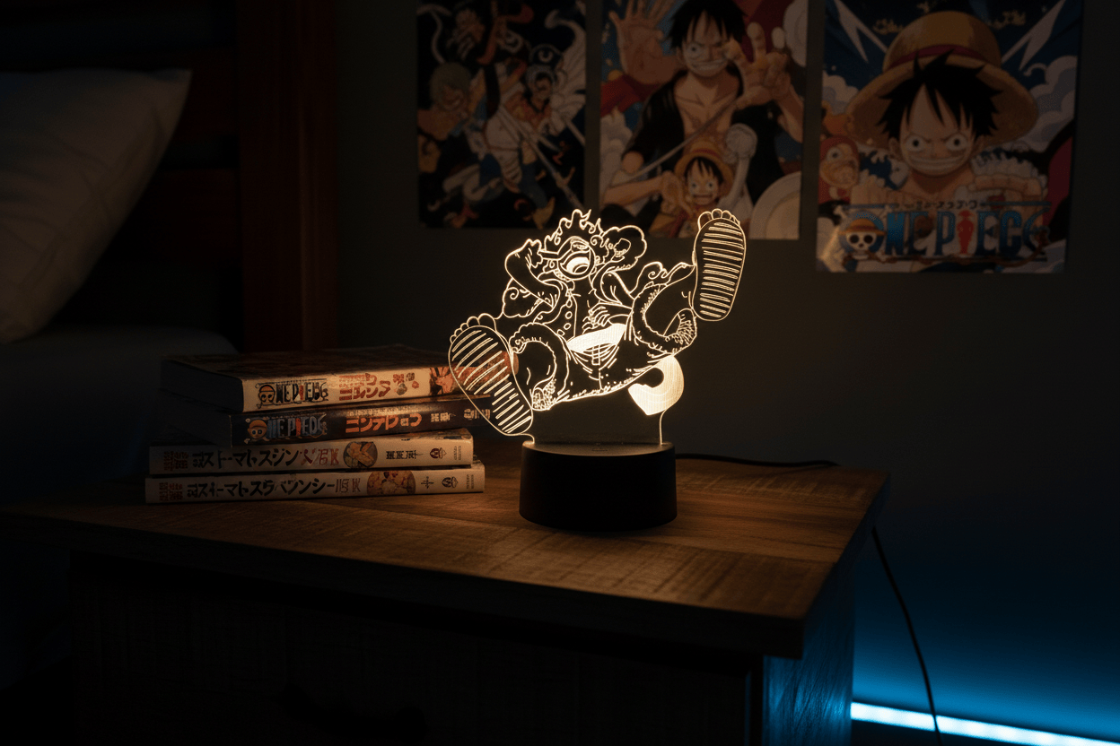 Lampe de Chevet One Piece Luffy Gear 5 3D Acrylique HZW74 / 16 color with remote