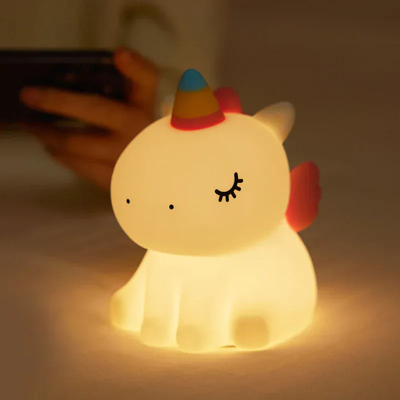 Lampe de Chevet Licorne Silicone LED Enfant Magique Cute Unicorn