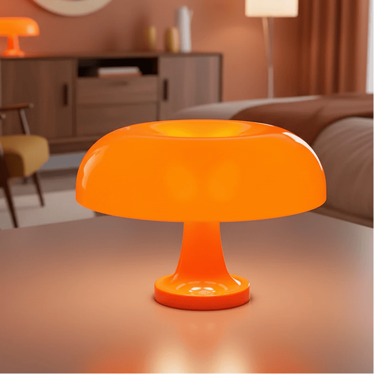 Lampe Chevet Champignon  Orange Design Danois orange charging 28cm