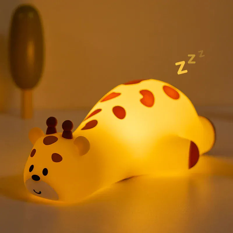 Lampe de Chevet Animaux Girafe Silicone Rechargeable Bebe Cute Giraffe