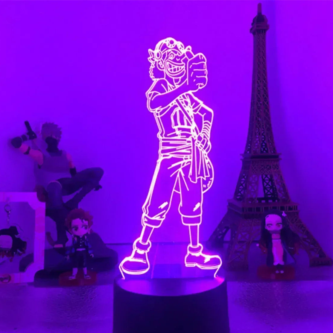 Lampe de Chevet Anime One Piece Usopp 3D Acrylique LED 15 / 16 color with remote