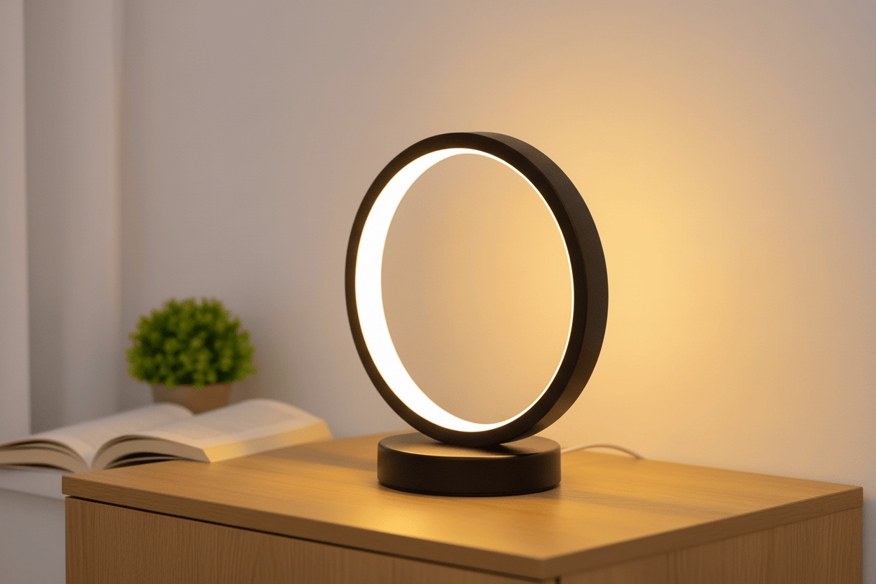 Lampe de Chevet Anneau Circulaire LED 20cm Dimmable Warm White / Black