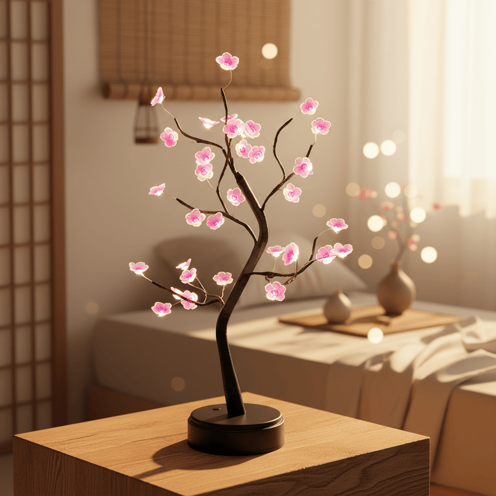 Lampe de Chevet Bois Cerisier Bonsaï LED Sakura 50cm Plum blossom