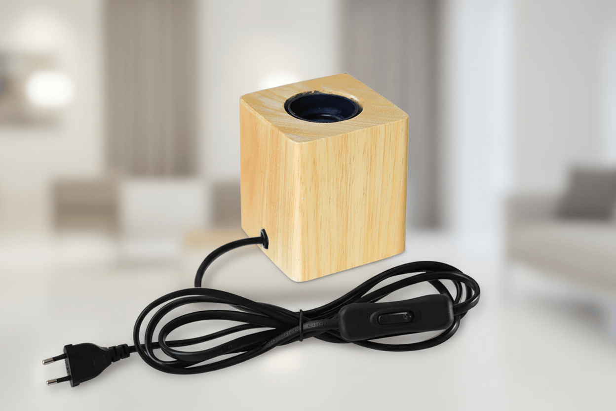 Lampe de Chevet Bois Cube Minimaliste Naturel D