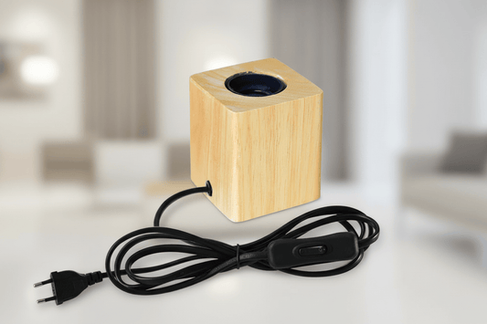 Lampe de Chevet Bois Cube Minimaliste Naturel D