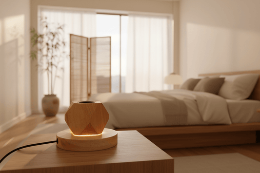 Lampe de Chevet Bois Polyèdre Diamant E27 Naturel E
