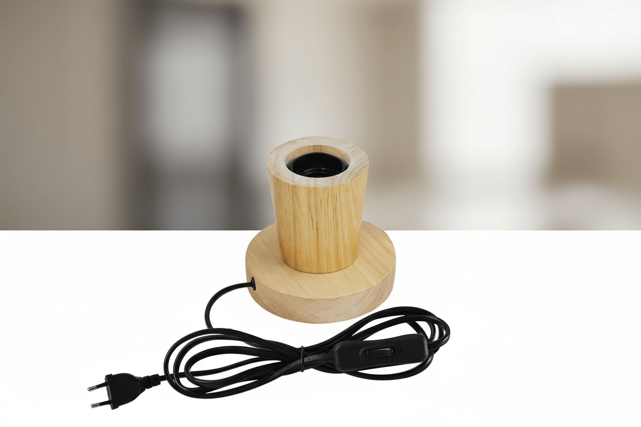 Lampe de Chevet Bois Polyèdre Rétro Edison C