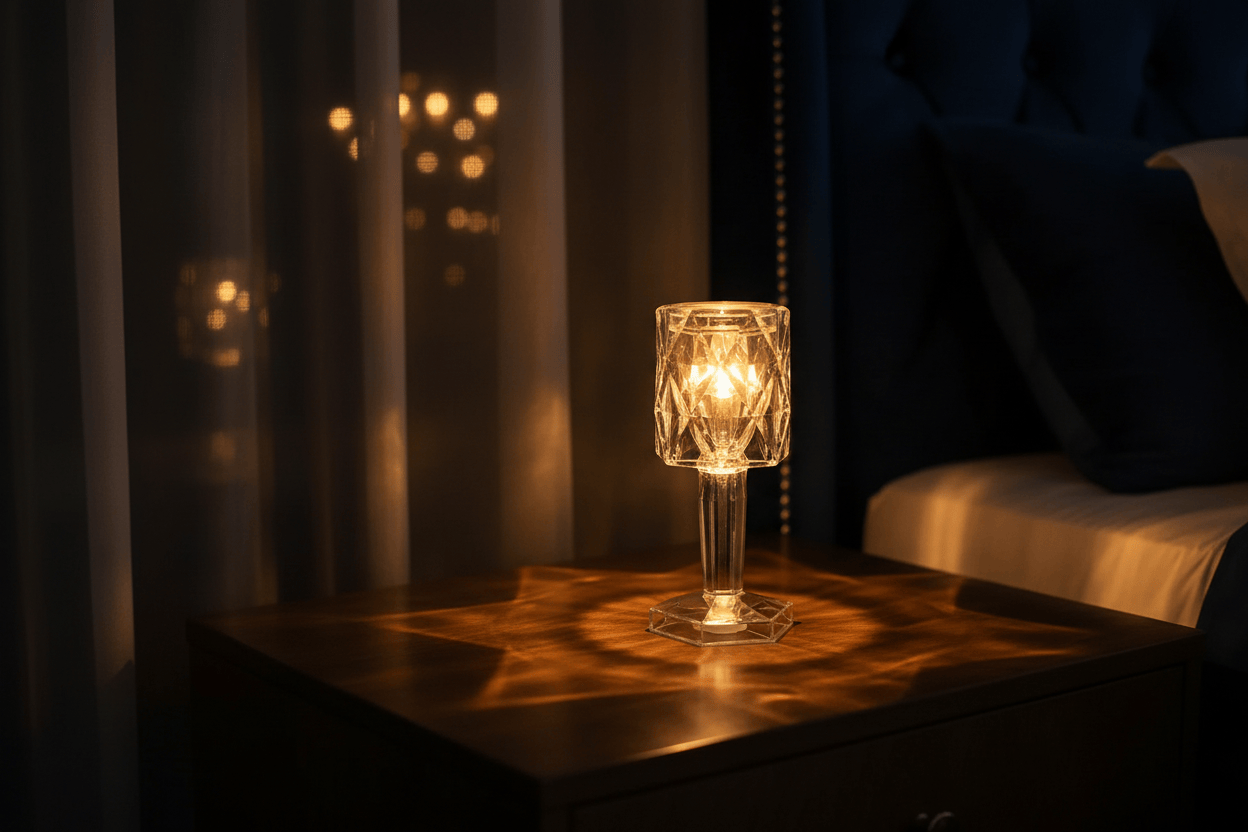 Lampe de Chevet Bougeoir Cristal Diamant LED Geometrique Warm light / Style  D