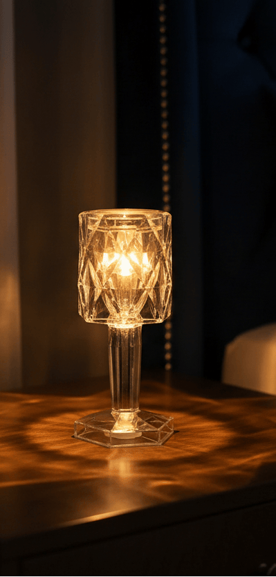 Lampe de Chevet Bougeoir Cristal Diamant LED Geometrique Warm light / Style  D