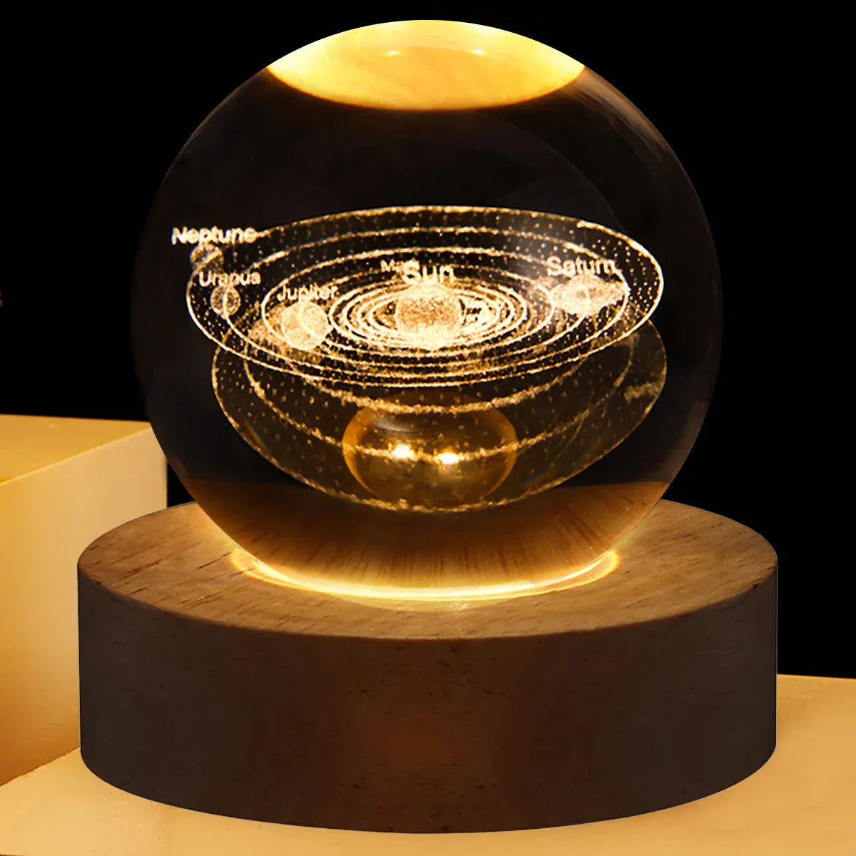 Lampe de Chevet Boule Cristal Galaxie Planètes 3D