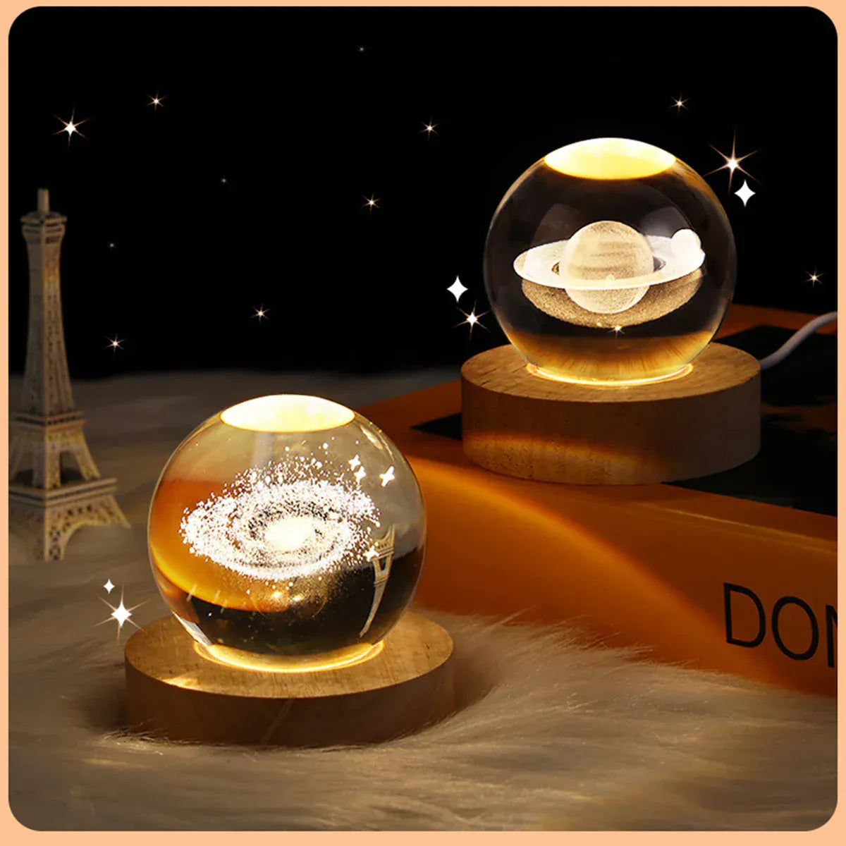 Lampe de Chevet Boule Cristal Galaxie Planètes 3D