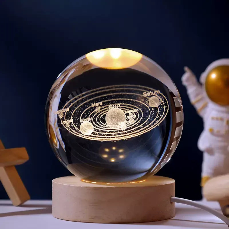 Lampe de Chevet Boule Cristal Galaxie Planètes 3D Color Light Base / 01