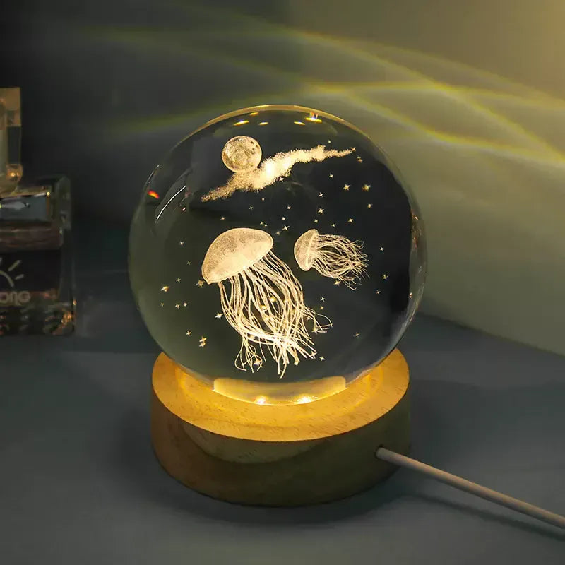Lampe de Chevet Boule Cristal Galaxie Planètes 3D Color Light Base / 02