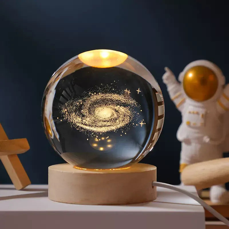 Lampe de Chevet Boule Cristal Galaxie Planètes 3D Color Light Base / 03