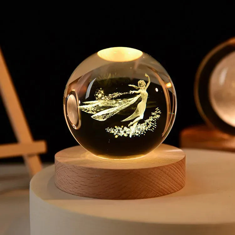Lampe de Chevet Boule Cristal Galaxie Planètes 3D Color Light Base / 04