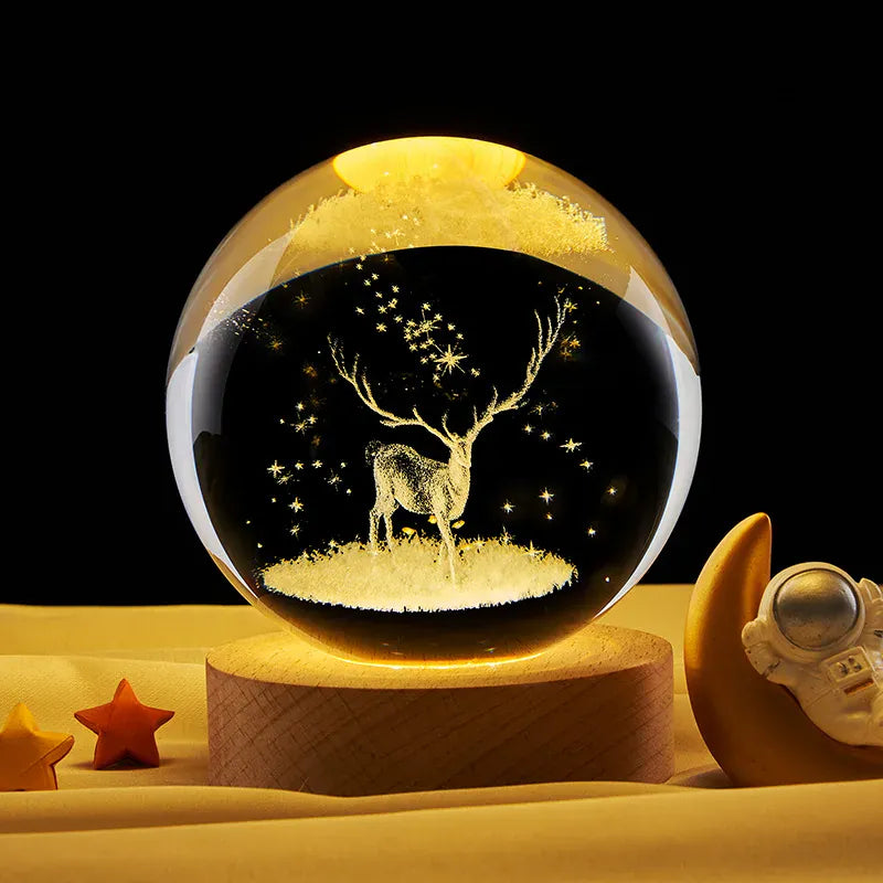 Lampe de Chevet Boule Cristal Galaxie Planètes 3D Color Light Base / 05