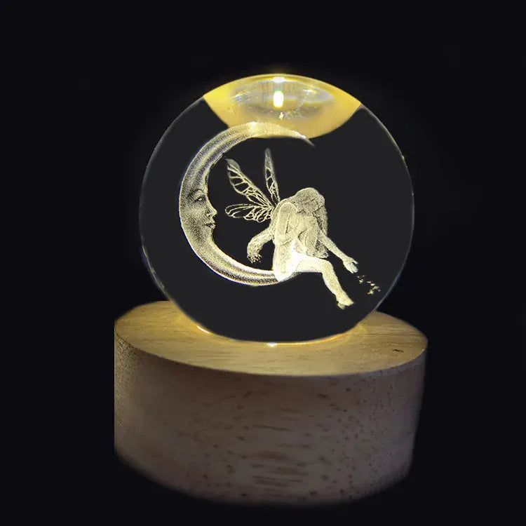 Lampe de Chevet Boule Cristal Galaxie Planètes 3D Warm Light Base / 07