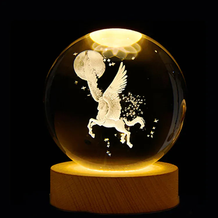Lampe de Chevet Boule Cristal Galaxie Planètes 3D Warm Light Base / 08