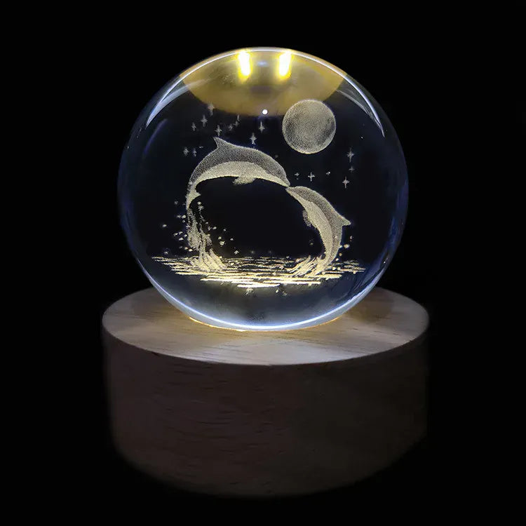 Lampe de Chevet Boule Cristal Galaxie Planètes 3D Warm Light Base / 09