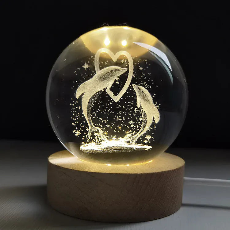 Lampe de Chevet Boule Cristal Galaxie Planètes 3D Warm Light Base / 10