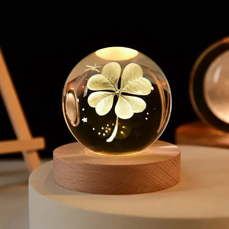 Lampe de Chevet Boule Cristal Galaxie Planètes 3D Warm Light Base / 11