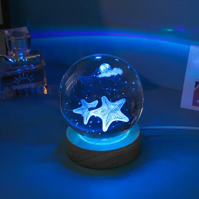 Lampe de Chevet Boule Cristal Galaxie Planètes 3D Warm Light Base / 20