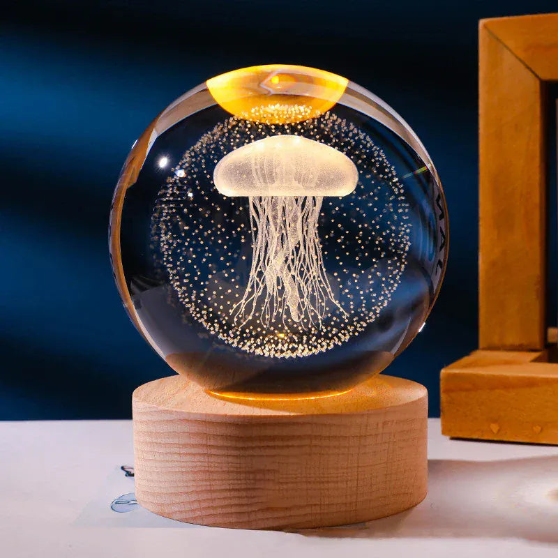 Lampe de Chevet Boule Cristal Galaxie Planètes 3D Warm Light Base / 25