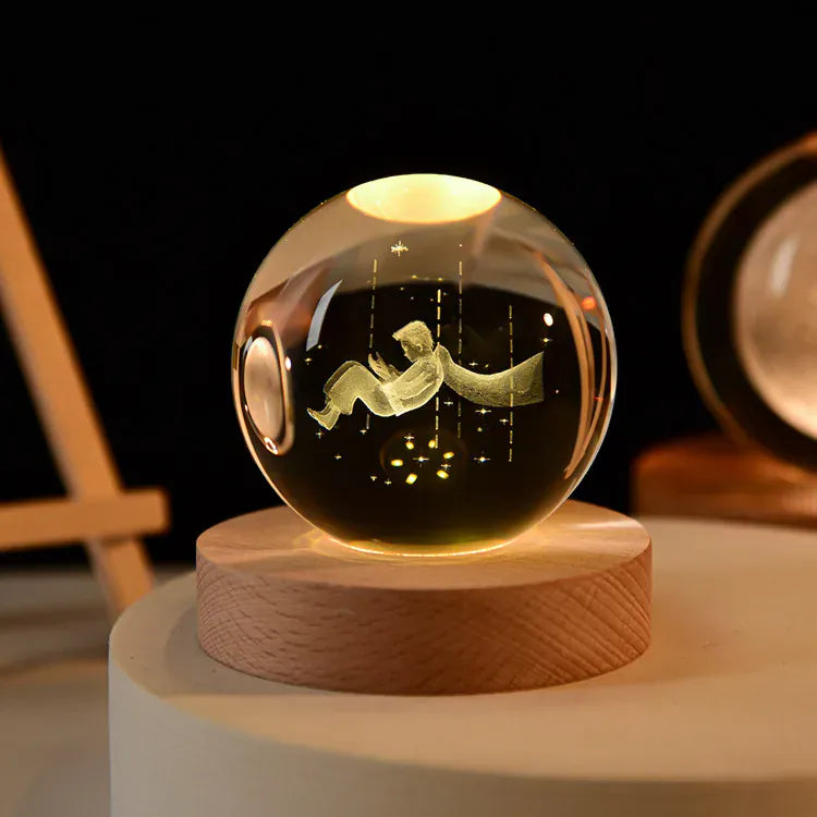Lampe de Chevet Boule Cristal Galaxie Planètes 3D Warm Light Base / 26