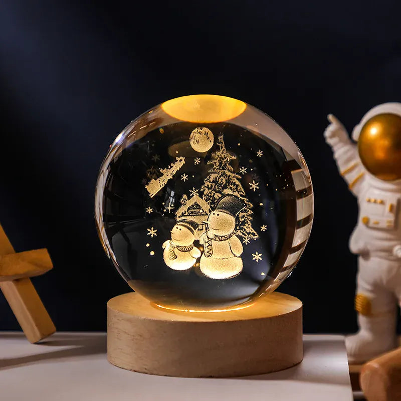 Lampe de Chevet Boule Cristal Galaxie Planètes 3D Warm Light Base / 27