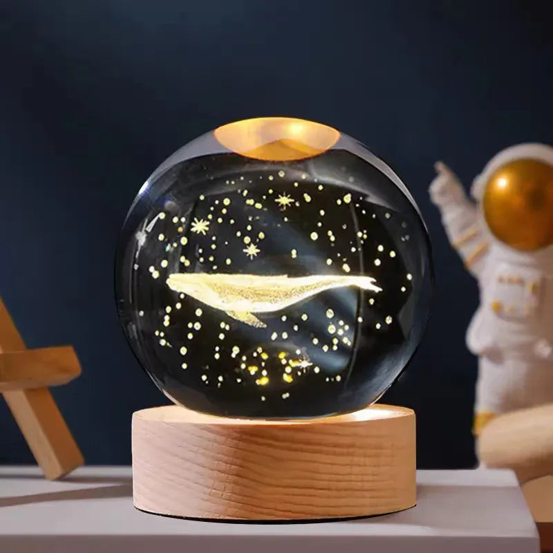 Lampe de Chevet Boule Cristal Galaxie Planètes 3D Warm Light Base / 31