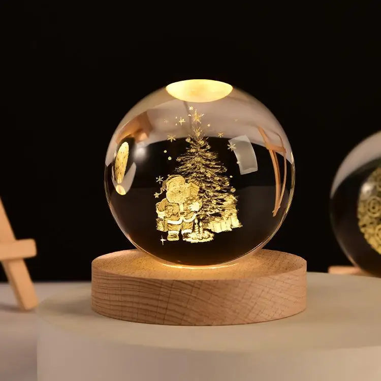 Lampe de Chevet Boule Cristal Galaxie Planètes 3D Warm Light Base / 34