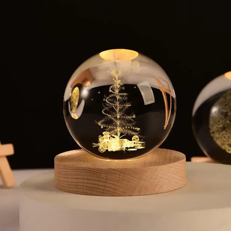 Lampe de Chevet Boule Cristal Galaxie Planètes 3D Warm Light Base / 36