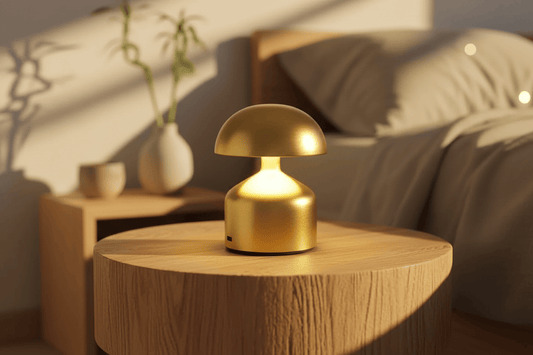 Lampe de Chevet Champignon Metal Doré LED Rechargeable