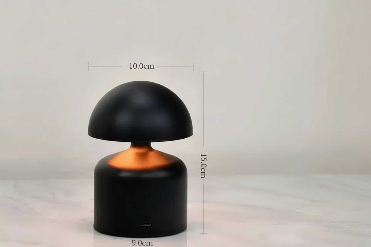 Lampe de Chevet Champignon Metal Doré LED Rechargeable Black