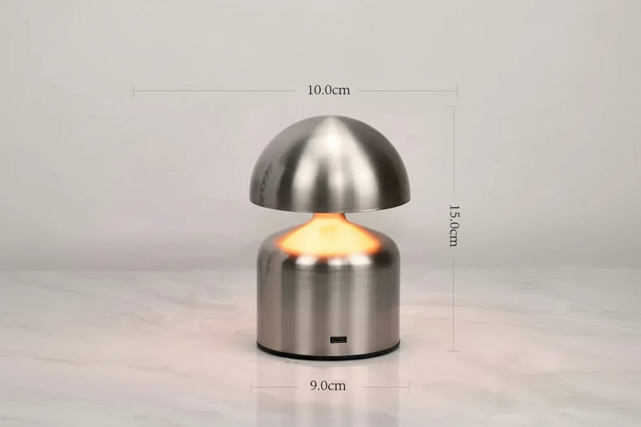 Lampe de Chevet Champignon Metal Doré LED Rechargeable White