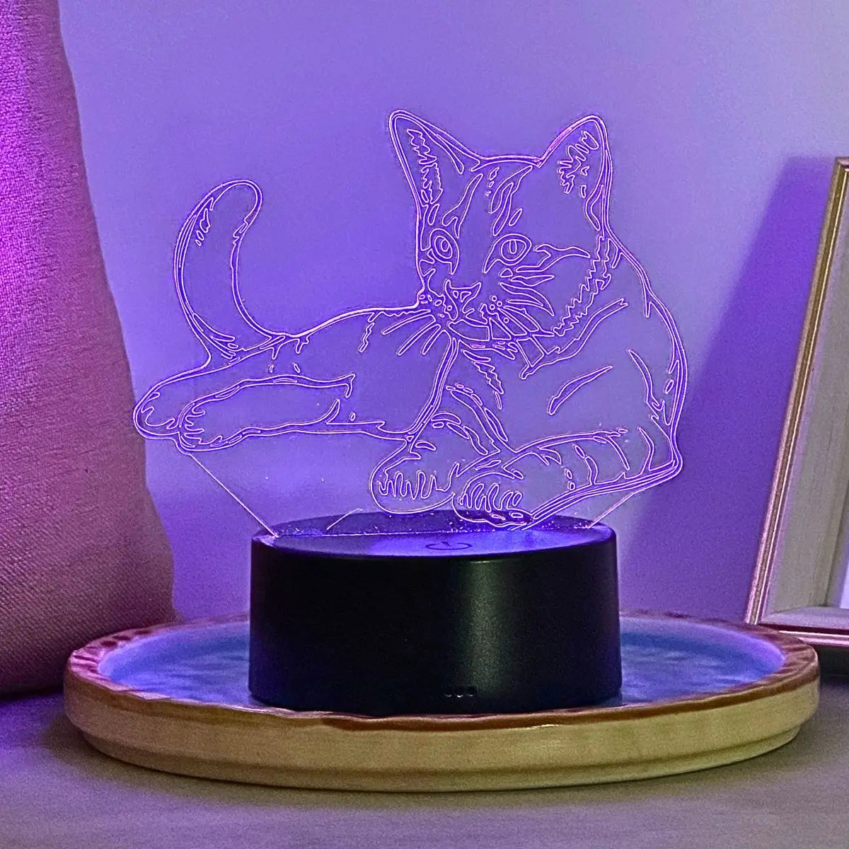 Lampe de Chevet Chat 3D LED 7 Couleurs USB RGB
