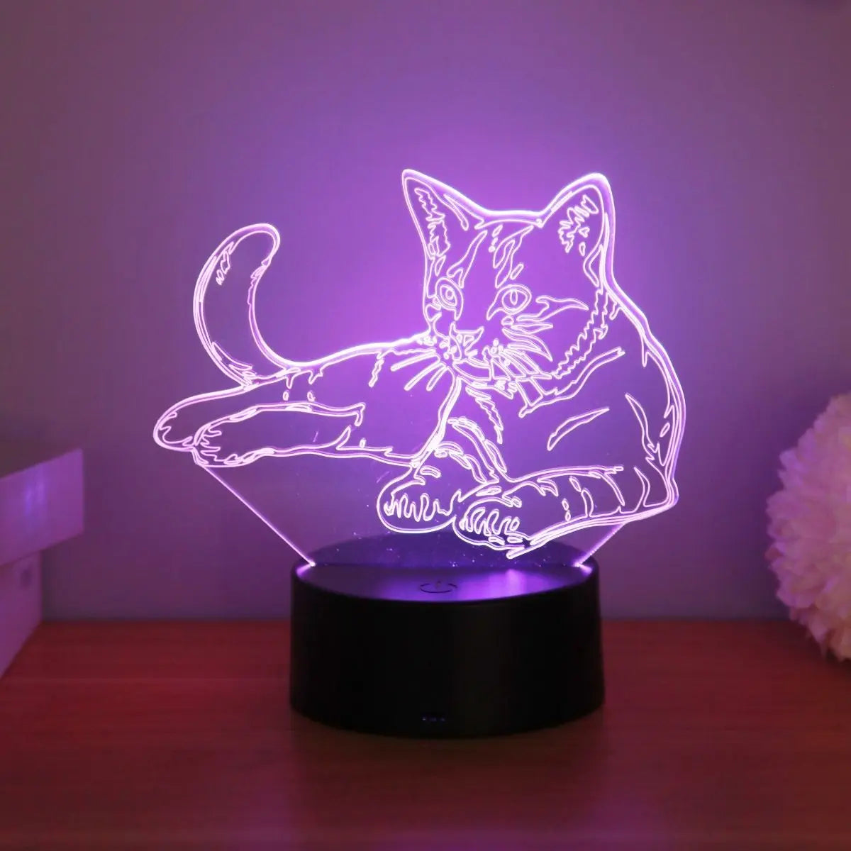 Lampe de Chevet Chat 3D LED 7 Couleurs USB RGB