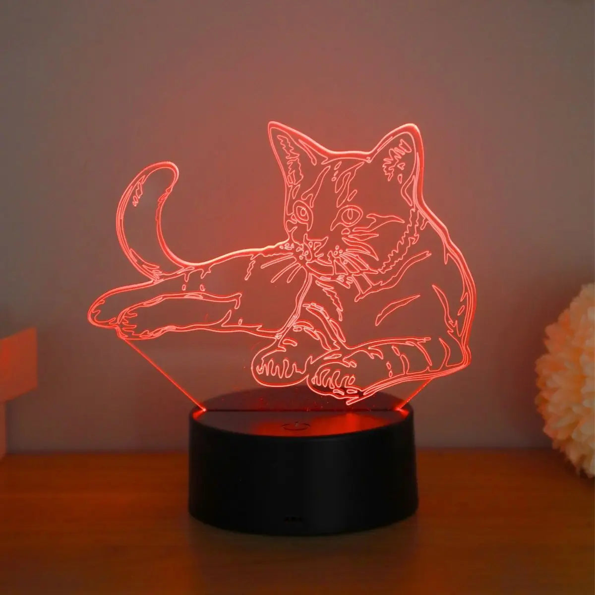 Lampe de Chevet Chat 3D LED 7 Couleurs USB RGB