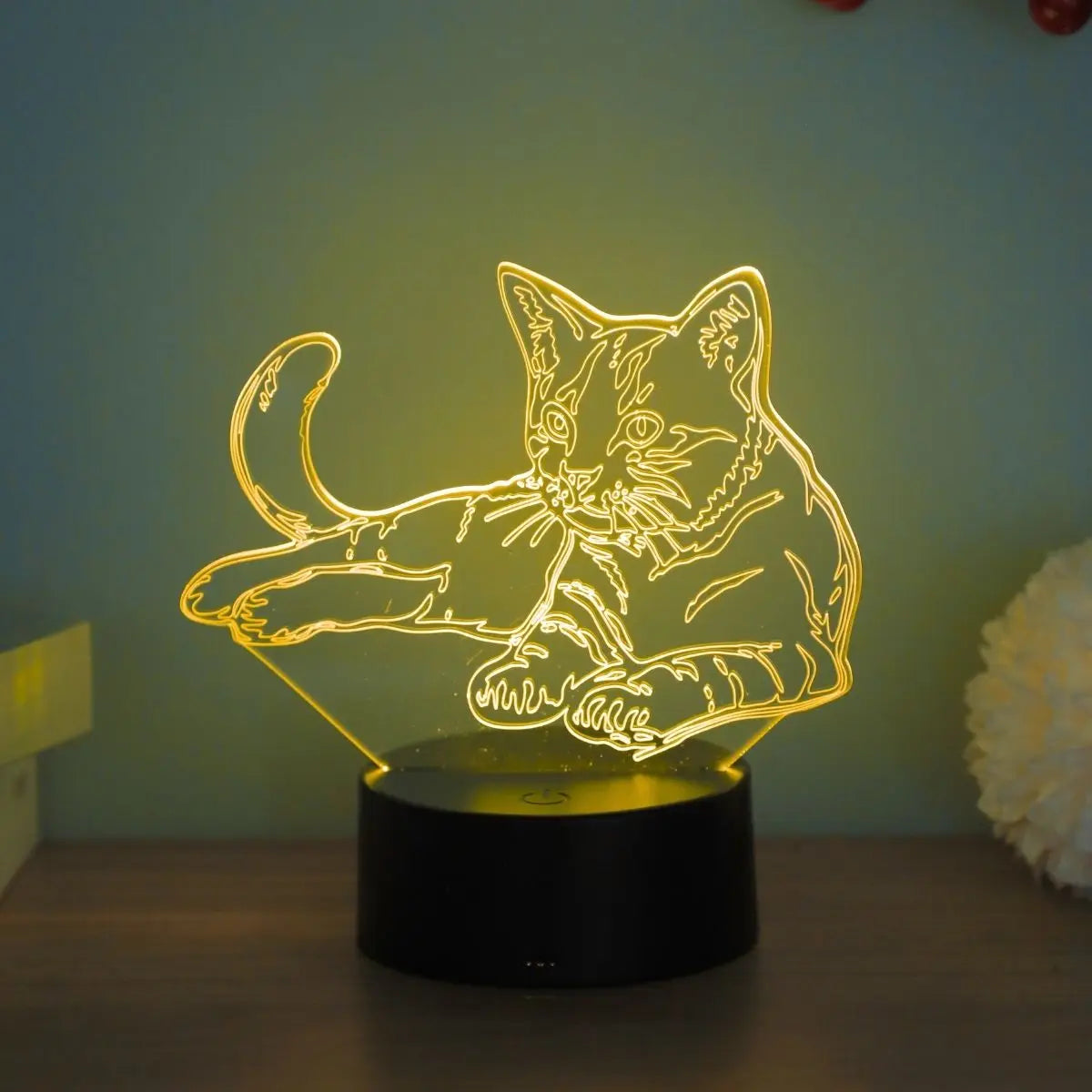 Lampe de Chevet Chat 3D LED 7 Couleurs USB RGB