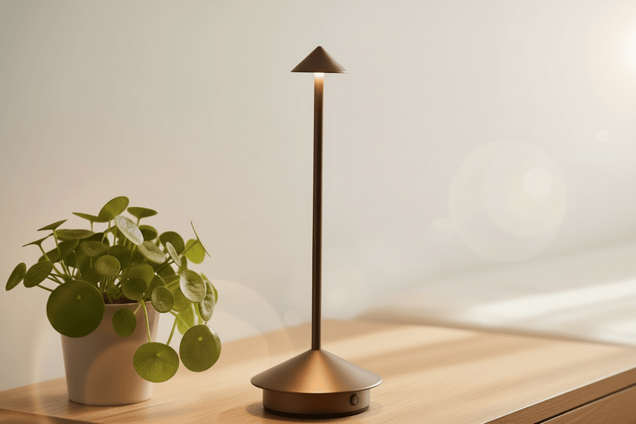 Lampe de Chevet Cône LED Tactile Rechargeable 3 CCT Brown