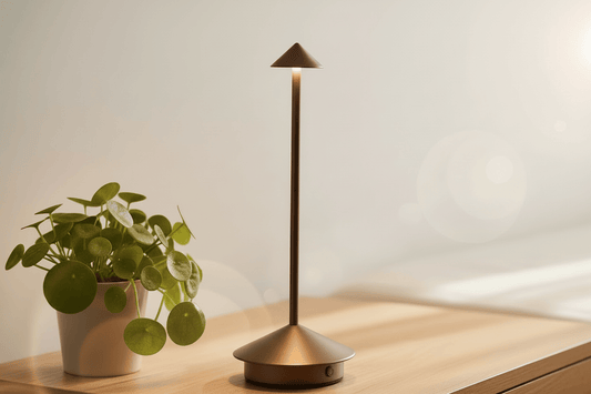 Lampe de Chevet Cône LED Tactile Rechargeable 3 CCT Brown