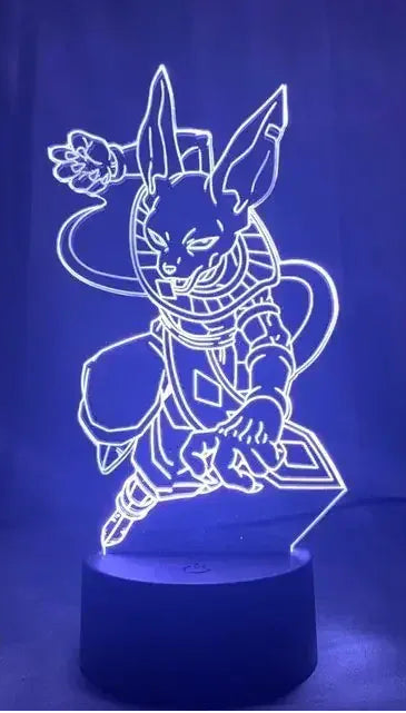 Lampe de Chevet Dragon Ball Beerus 3D Acrylique LED 16 / 16 color with remote