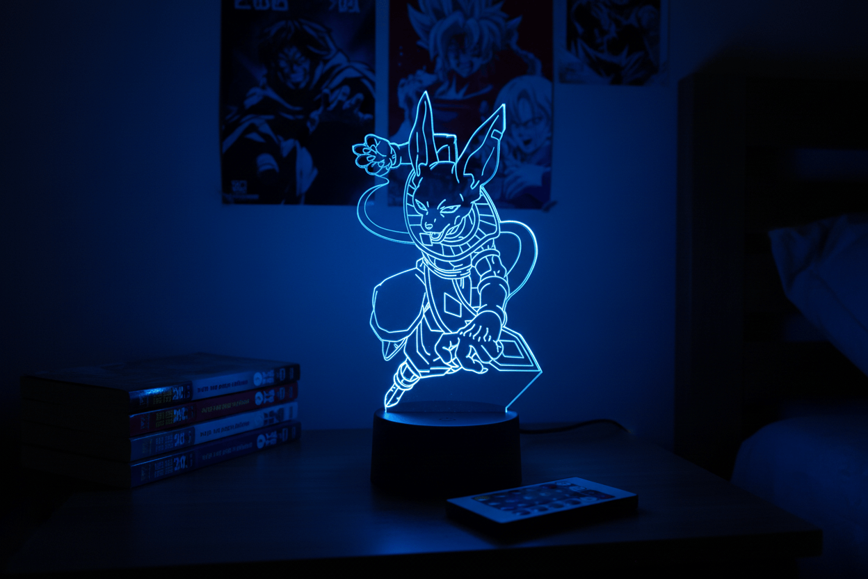 Lampe de Chevet Dragon Ball Beerus 3D Acrylique LED 16 / 16 color with remote