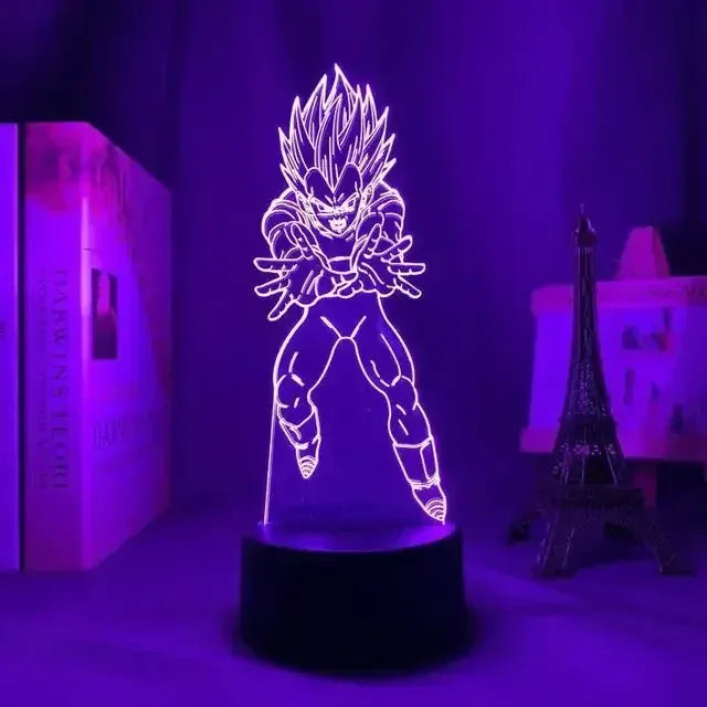 Lampe de Chevet Dragon Ball Vegeta Super Saiyan 2 3D 19 / 16 color with remote