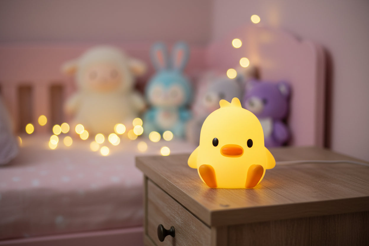 Lampe de Chevet Enfant Canard Jaune LED Veilleuse