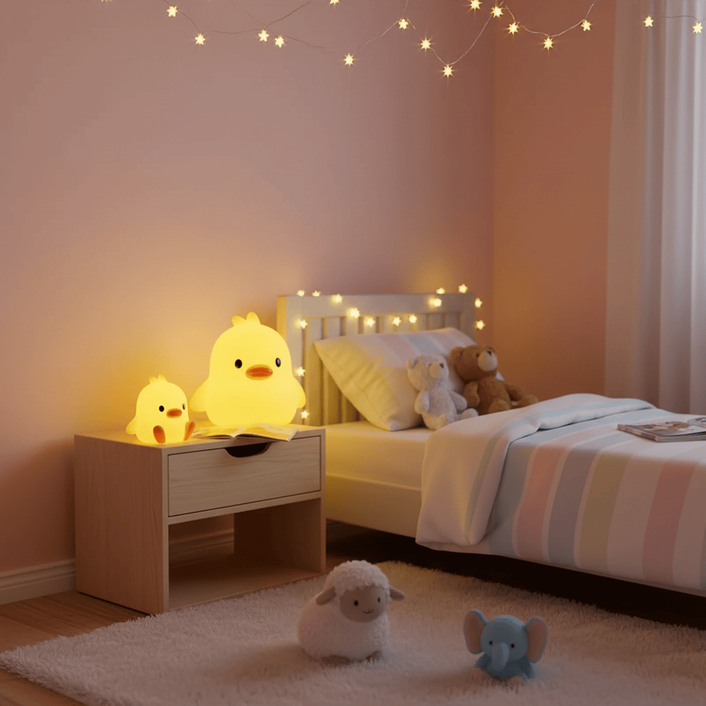 Lampe de Chevet Enfant Canard Jaune LED Veilleuse