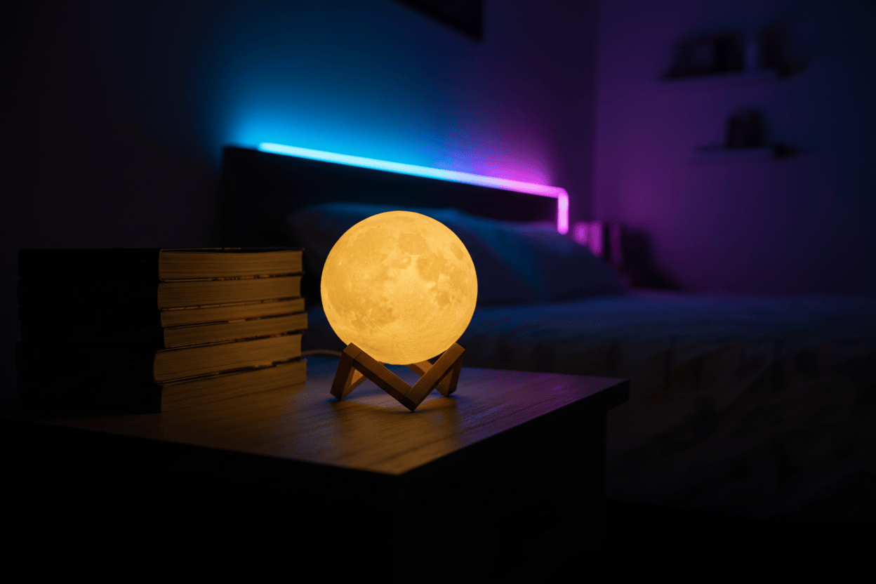 Lampe de Chevet Lune 3D Veilleuse Pour chambre Warm light