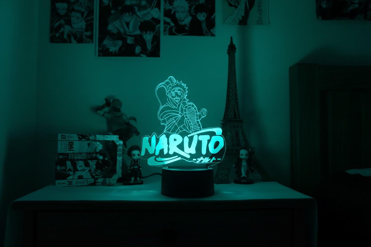 Lampe de Chevet Naruto Logo 3D Acrylique Hologramme YD-861